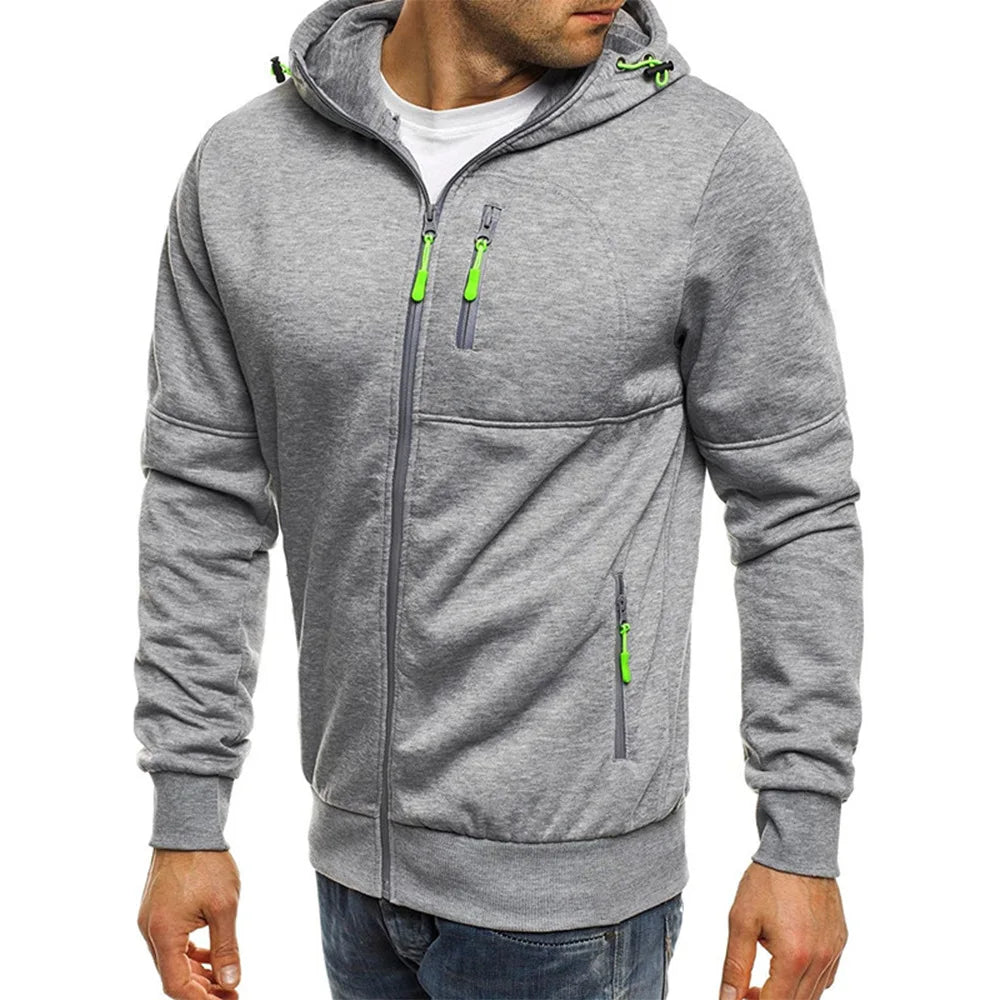 Men's Sweater Cardigan Hooded Jacket Zipper Pocket Jacquard Jacket Sports Fitness Outdoor Leisure Running Solid Color Sportswear