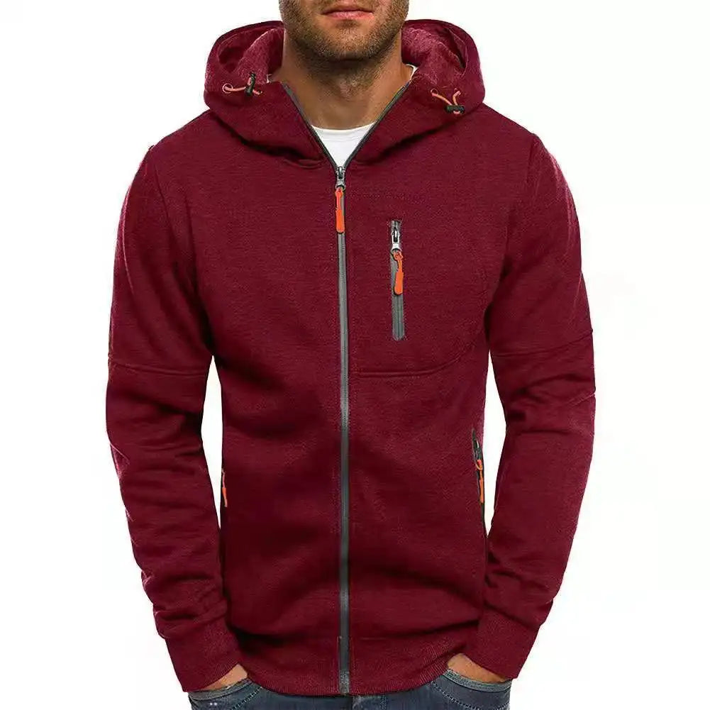 Men's Sweater Cardigan Hooded Jacket Zipper Pocket Jacquard Jacket Sports Fitness Outdoor Leisure Running Solid Color Sportswear