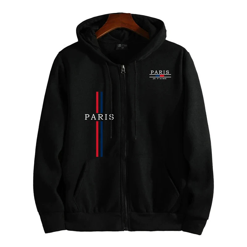 Men's Zipper Jacket All Season Popular Hooded Long Sleeve Sweatshirts France Fashion Streetwear Coat Daily Casual Sport Hoodie