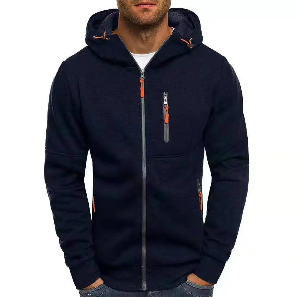 Men's Sweater Cardigan Hooded Jacket Zipper Pocket Jacquard Jacket Sports Fitness Outdoor Leisure Running Solid Color Sportswear