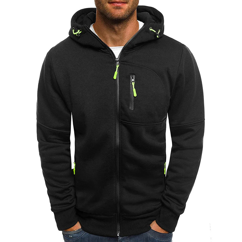 Men's Sweater Cardigan Hooded Jacket Zipper Pocket Jacquard Jacket Sports Fitness Outdoor Leisure Running Solid Color Sportswear