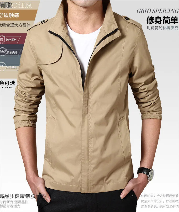 Waterproof jackets Casual Windbreaker Jackets Outdoor Caogo Coat men Plus Size Man Solid Waterproof Men's Zipper Slim fit Jacket