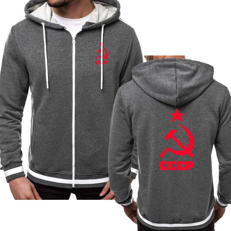 Mens Jacket Unique CCCP Russian USSR Soviet Union Print Hooded Men Hoodies Brand Sweatshirt Casual Fashion Tracksuits Masculino