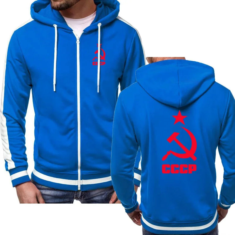 Mens Jacket Unique CCCP Russian USSR Soviet Union Print Hooded Men Hoodies Brand Sweatshirt Casual Fashion Tracksuits Masculino