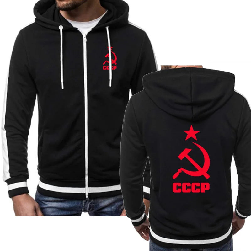 Mens Jacket Unique CCCP Russian USSR Soviet Union Print Hooded Men Hoodies Brand Sweatshirt Casual Fashion Tracksuits Masculino