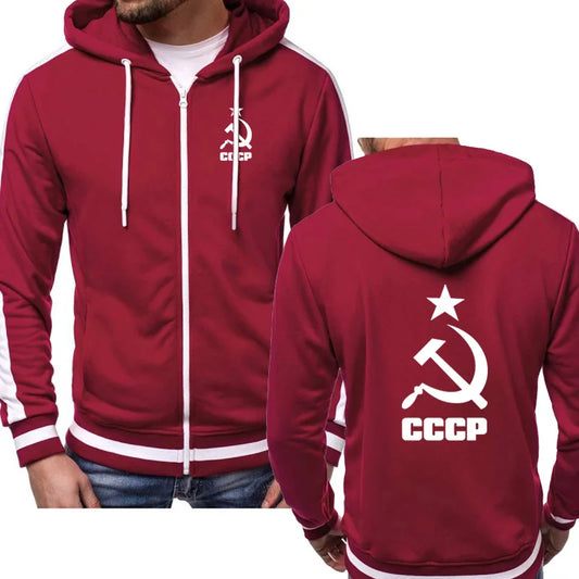 Mens Jacket Unique CCCP Russian USSR Soviet Union Print Hooded Men Hoodies Brand Sweatshirt Casual Fashion Tracksuits Masculino