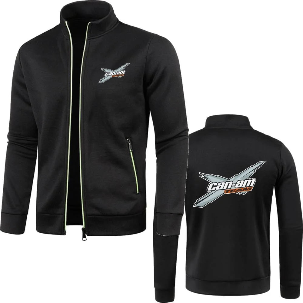 Men Jacket Can Am Off Road Brp Atv Commander Utv Outlander Outerwear Stand Collar Fleece Sweatshirts Jersey Zipper Knitwear Coat