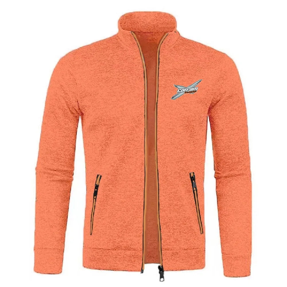 Men Jacket Can Am Off Road Brp Atv Commander Utv Outlander Outerwear Stand Collar Fleece Sweatshirts Jersey Zipper Knitwear Coat