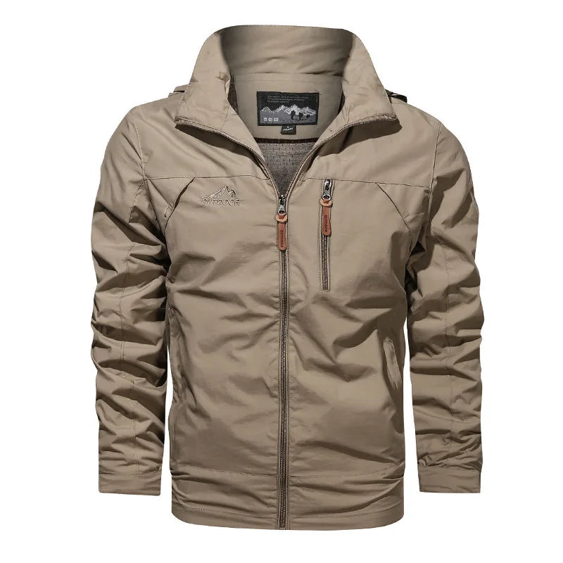Men's jacket 2025 new spring and autumn windproof waterproof outdoor casual workwear hooded mountaineering jacket jacket jacket