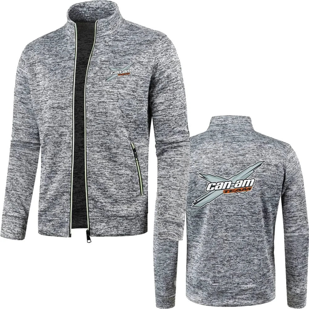 Men Jacket Can Am Off Road Brp Atv Commander Utv Outlander Outerwear Stand Collar Fleece Sweatshirts Jersey Zipper Knitwear Coat