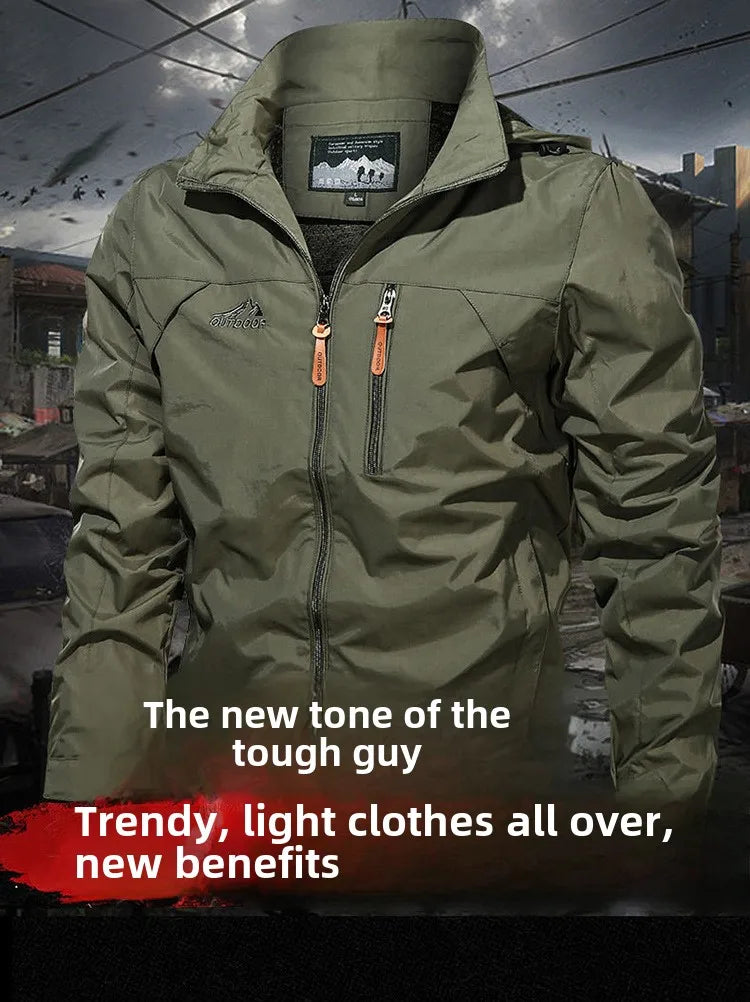 Men's jacket 2025 new spring and autumn windproof waterproof outdoor casual workwear hooded mountaineering jacket jacket jacket