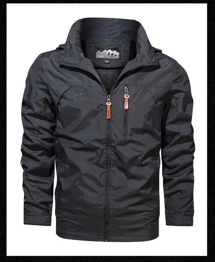 Men's jacket 2025 new spring and autumn windproof waterproof outdoor casual workwear hooded mountaineering jacket jacket jacket