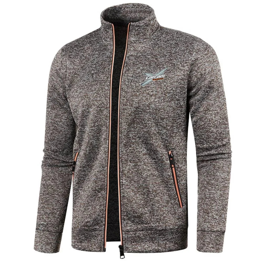 Men Jacket Can Am Off Road Brp Atv Commander Utv Outlander Outerwear Stand Collar Fleece Sweatshirts Jersey Zipper Knitwear Coat