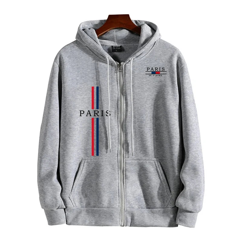 Men's Zipper Jacket All Season Popular Hooded Long Sleeve Sweatshirts France Fashion Streetwear Coat Daily Casual Sport Hoodie