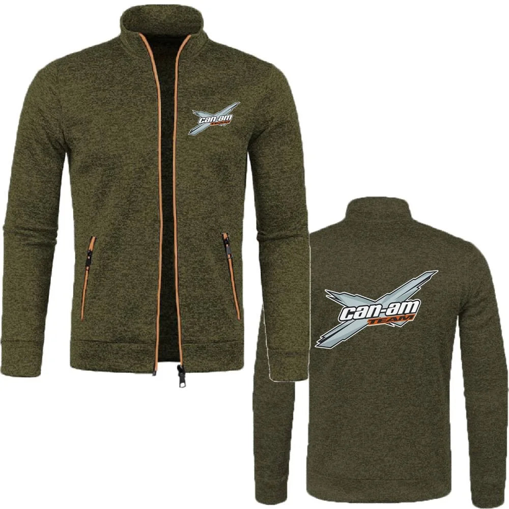 Men Jacket Can Am Off Road Brp Atv Commander Utv Outlander Outerwear Stand Collar Fleece Sweatshirts Jersey Zipper Knitwear Coat