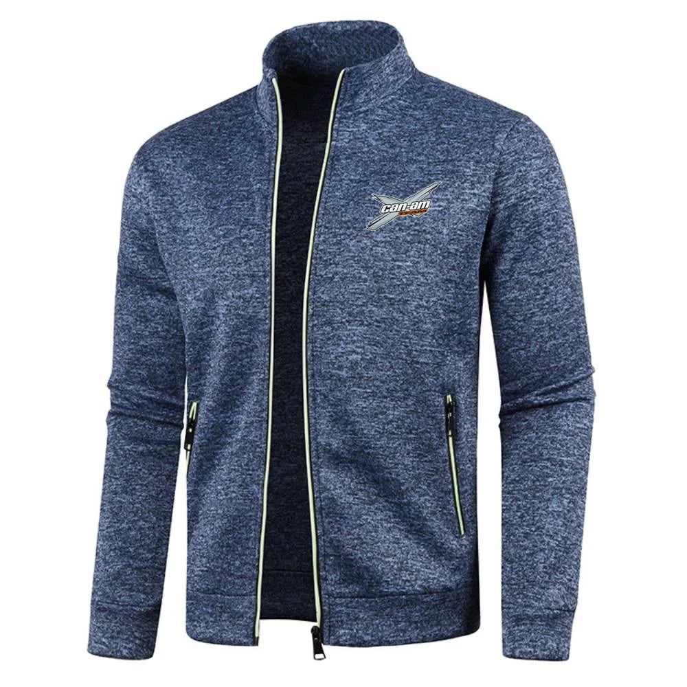 Men Jacket Can Am Off Road Brp Atv Commander Utv Outlander Outerwear Stand Collar Fleece Sweatshirts Jersey Zipper Knitwear Coat