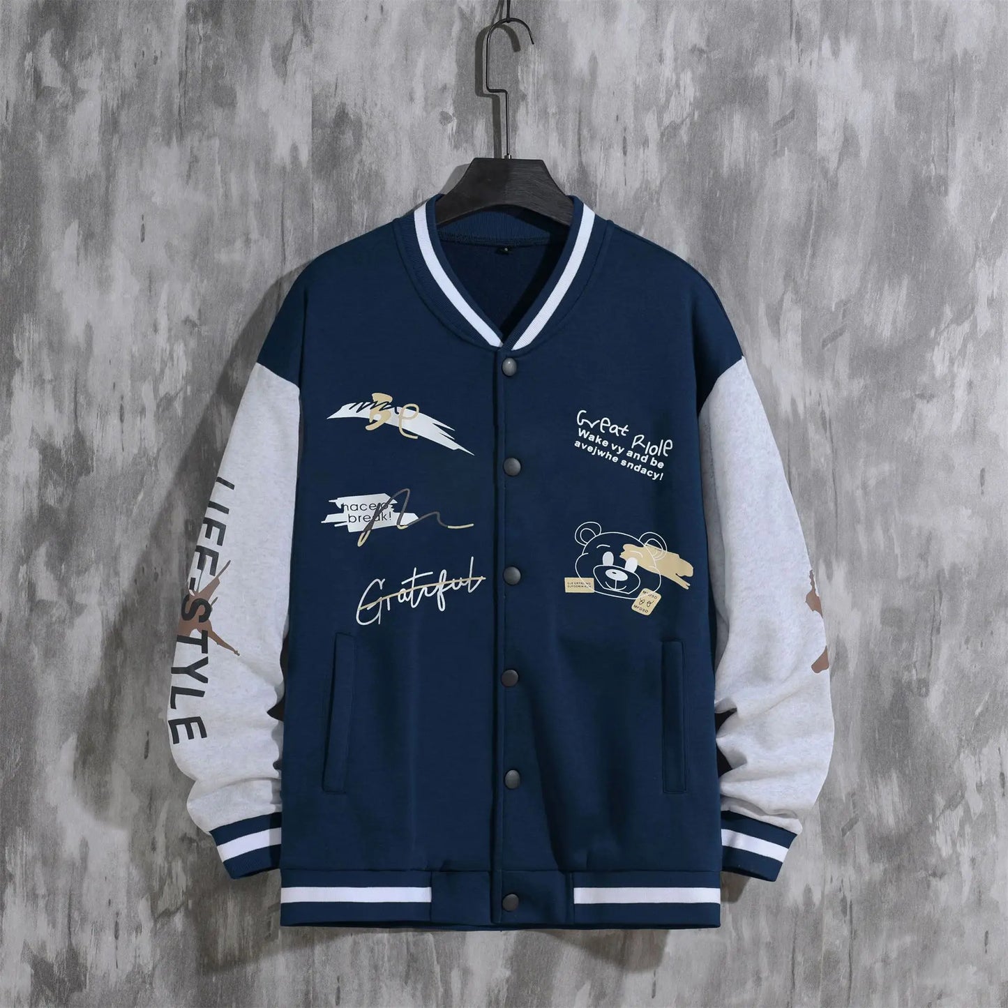 Men's baseball jacket 2023 Spring and Autumn season trendy American high street ruffian handsome young men's loose casual jacket