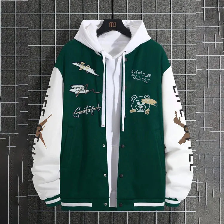 Men's baseball jacket 2023 Spring and Autumn season trendy American high street ruffian handsome young men's loose casual jacket