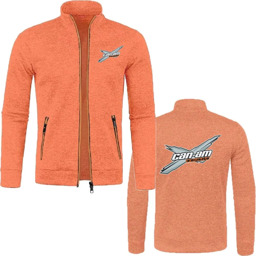 Men Jacket Can Am Off Road Brp Atv Commander Utv Outlander Outerwear Stand Collar Fleece Sweatshirts Jersey Zipper Knitwear Coat