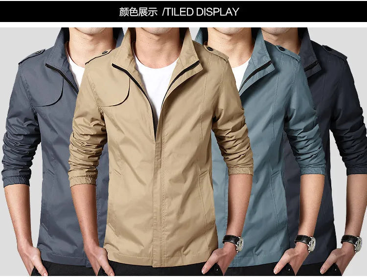 Waterproof jackets Casual Windbreaker Jackets Outdoor Caogo Coat men Plus Size Man Solid Waterproof Men's Zipper Slim fit Jacket