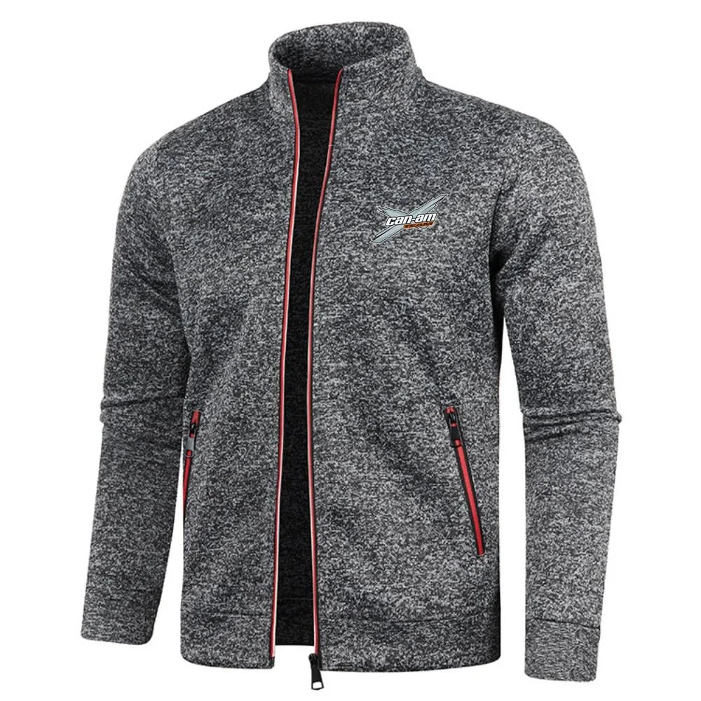 Men Jacket Can Am Off Road Brp Atv Commander Utv Outlander Outerwear Stand Collar Fleece Sweatshirts Jersey Zipper Knitwear Coat