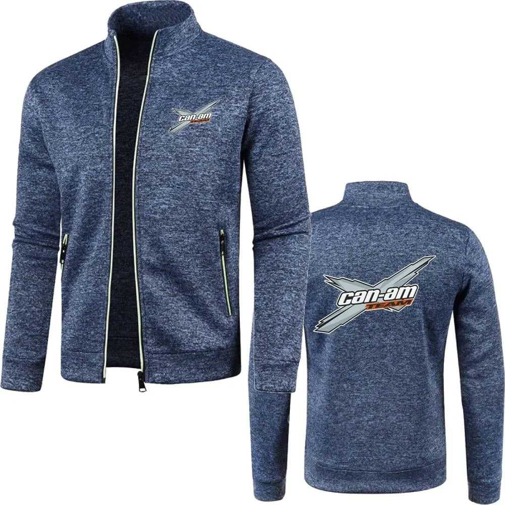 Men Jacket Can Am Off Road Brp Atv Commander Utv Outlander Outerwear Stand Collar Fleece Sweatshirts Jersey Zipper Knitwear Coat