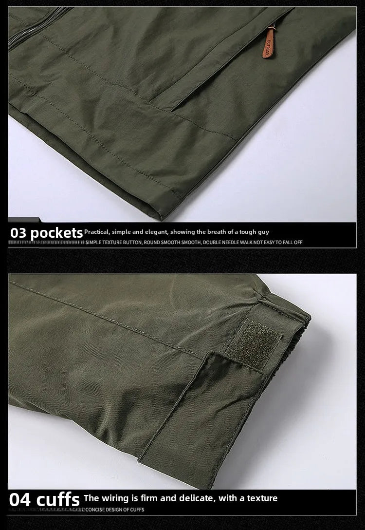 Men's jacket 2025 new spring and autumn windproof waterproof outdoor casual workwear hooded mountaineering jacket jacket jacket