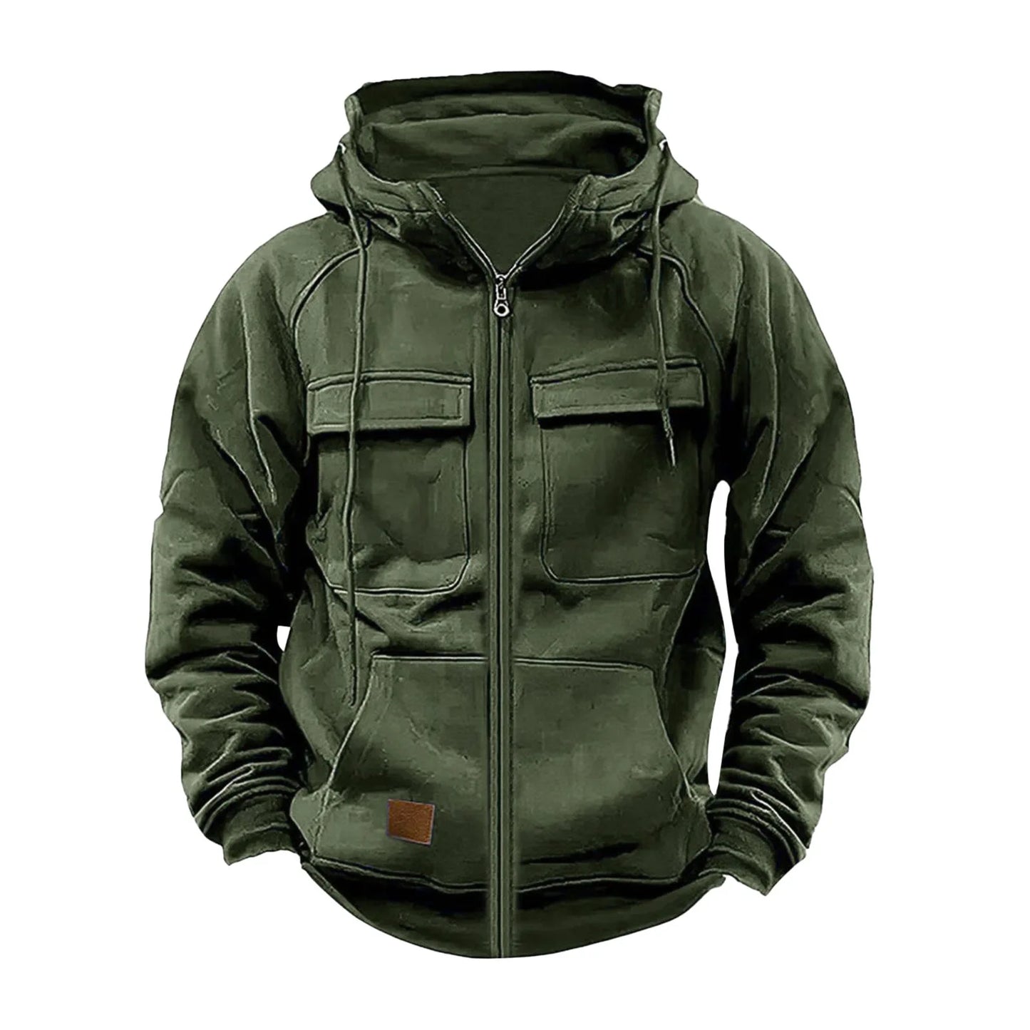 Autumn Men Hooded Jackets Zipper Men Tactical Hoodies Solid Warm Fleece Military Sweatshirts Multi Pockets Thick Outdoor Overoat
