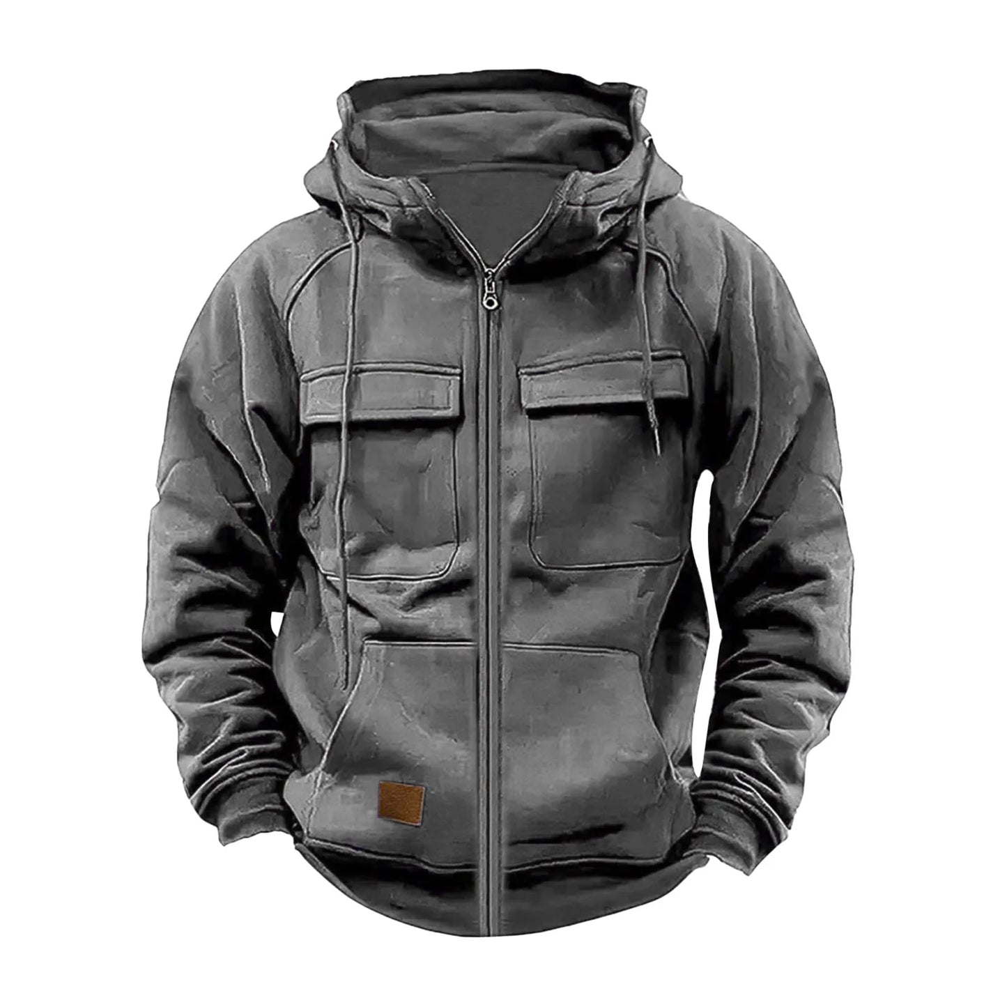 Autumn Men Hooded Jackets Zipper Men Tactical Hoodies Solid Warm Fleece Military Sweatshirts Multi Pockets Thick Outdoor Overoat