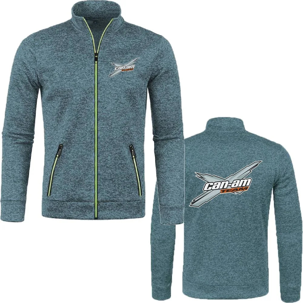 Men Jacket Can Am Off Road Brp Atv Commander Utv Outlander Outerwear Stand Collar Fleece Sweatshirts Jersey Zipper Knitwear Coat