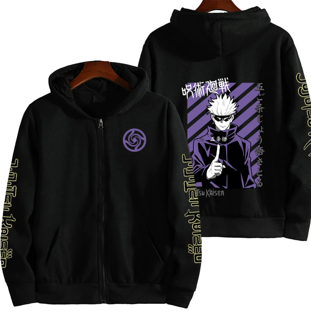 Jujutsu Kaisen Men Zip Up Hoodie Spring Autumn Fashion Women Oversized Sweatshirt 2024 New Cartoon Anime Couple Jackets Coat
