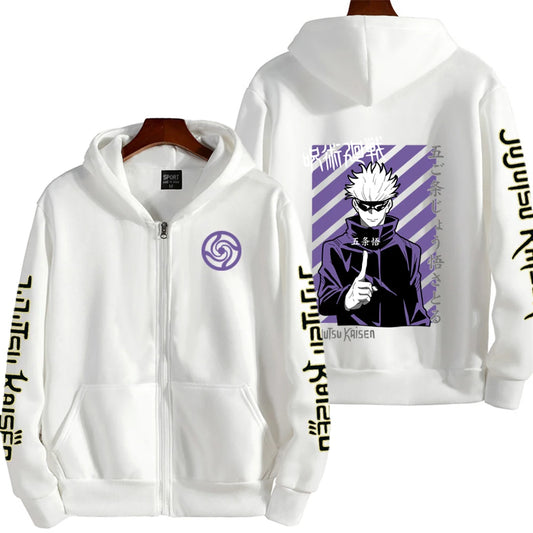 Jujutsu Kaisen Men Zip Up Hoodie Spring Autumn Fashion Women Oversized Sweatshirt 2024 New Cartoon Anime Couple Jackets Coat