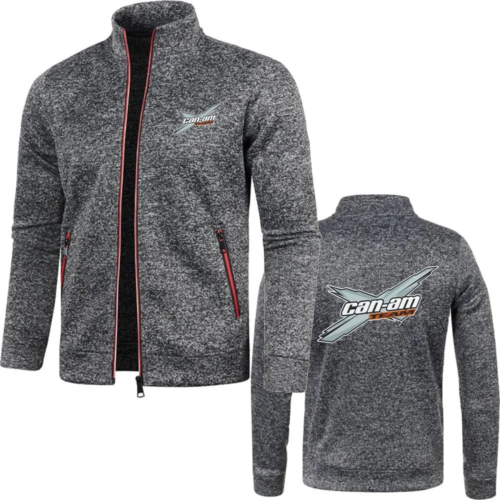 Men Jacket Can Am Off Road Brp Atv Commander Utv Outlander Outerwear Stand Collar Fleece Sweatshirts Jersey Zipper Knitwear Coat
