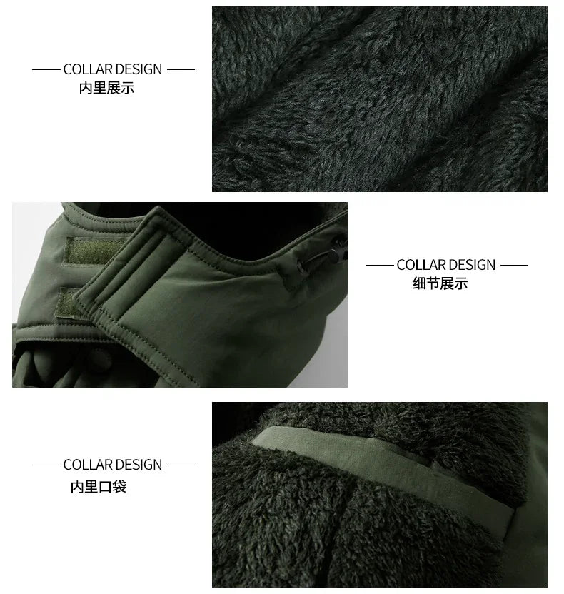 Cargo Jackets Men Winter Outdoor Windproof Warm Casual Fleece Jacket Thick Warm Hooded Coat Solid Color Outerwear Mens Clothing