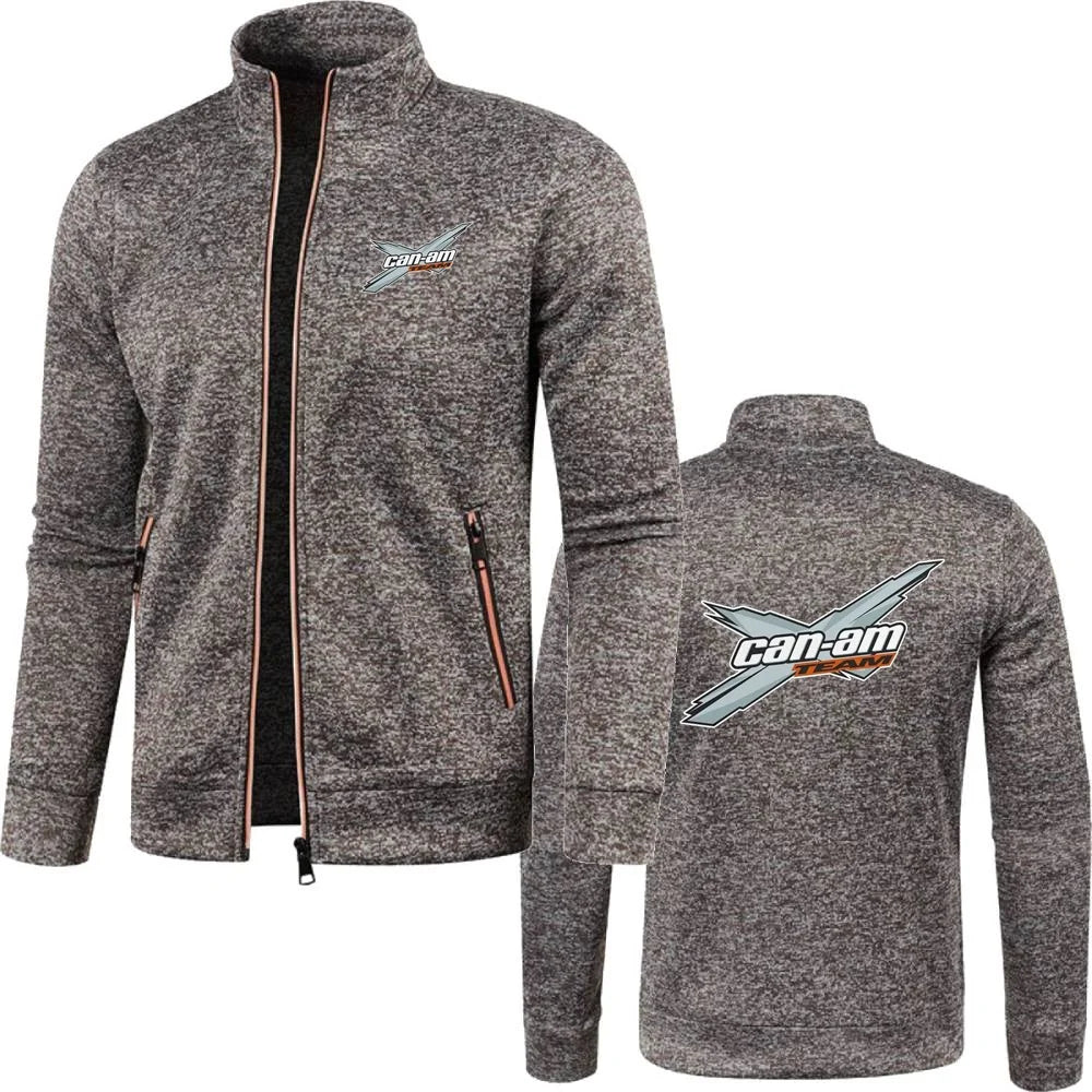 Men Jacket Can Am Off Road Brp Atv Commander Utv Outlander Outerwear Stand Collar Fleece Sweatshirts Jersey Zipper Knitwear Coat