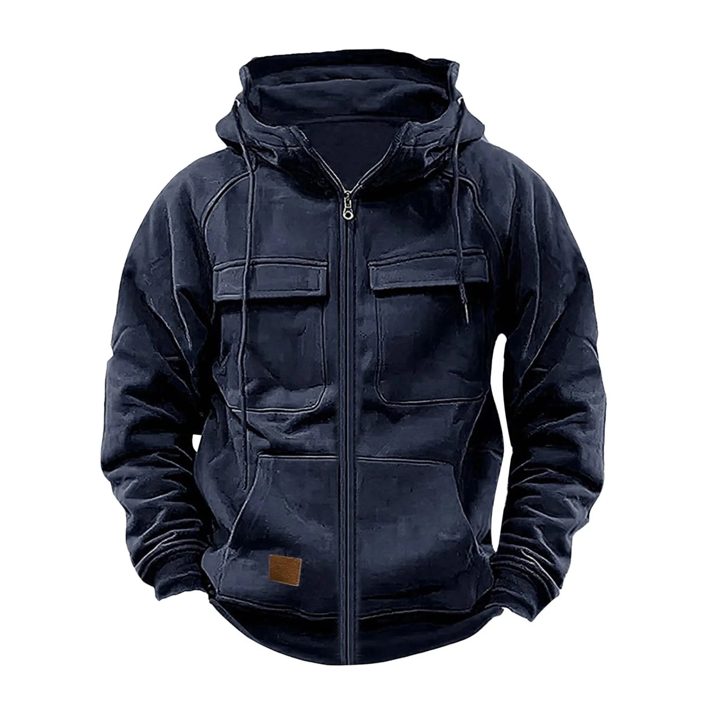 Autumn Men Hooded Jackets Zipper Men Tactical Hoodies Solid Warm Fleece Military Sweatshirts Multi Pockets Thick Outdoor Overoat