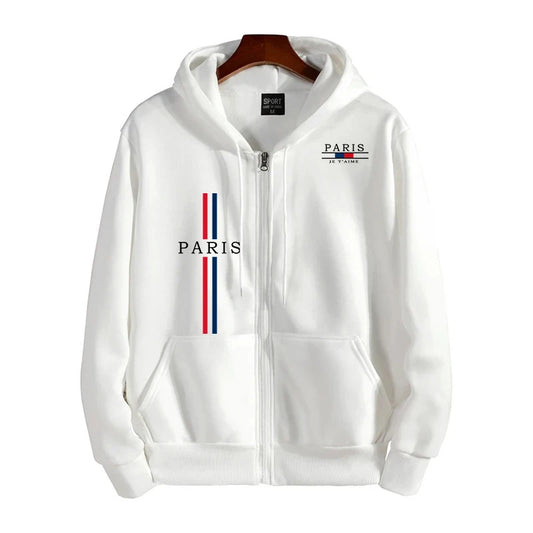 Men's Zipper Jacket All Season Popular Hooded Long Sleeve Sweatshirts France Fashion Streetwear Coat Daily Casual Sport Hoodie