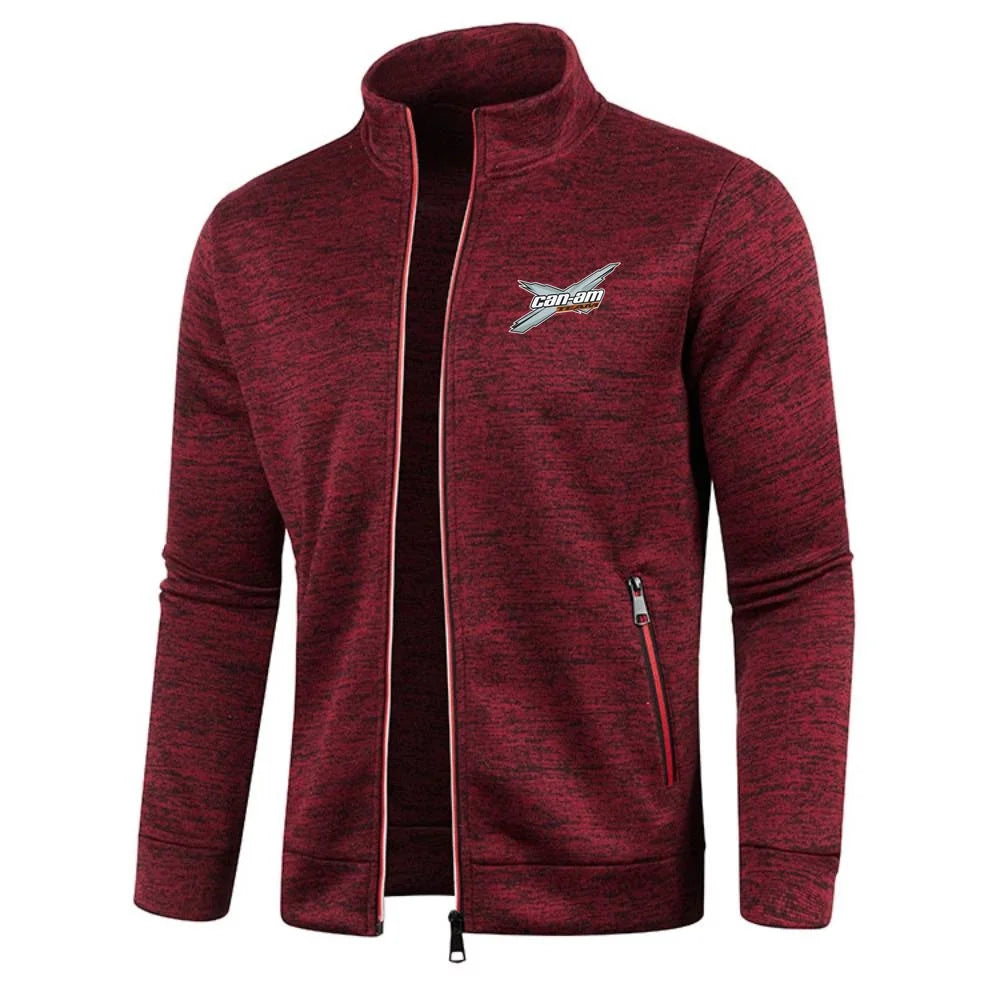 Men Jacket Can Am Off Road Brp Atv Commander Utv Outlander Outerwear Stand Collar Fleece Sweatshirts Jersey Zipper Knitwear Coat