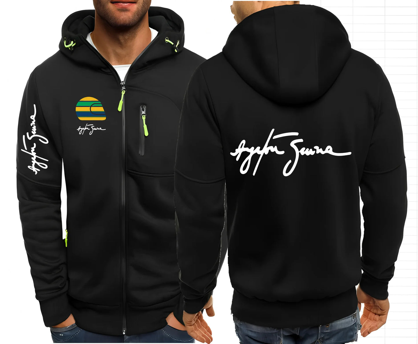 2025 Hero Ayrton Senna Racer F1 Mens Jackets Hooded Coats Casual Zipper Sweatshirts Male Men Sweatshirt Outerwear Hoodies Jacket