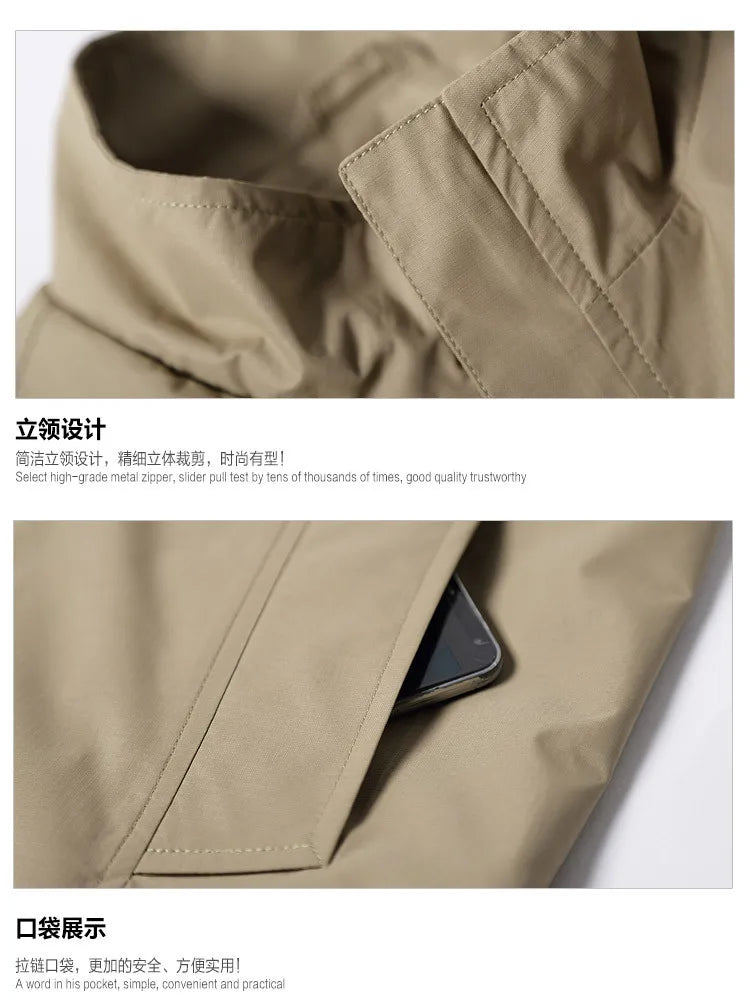 Waterproof jackets Casual Windbreaker Jackets Outdoor Caogo Coat men Plus Size Man Solid Waterproof Men's Zipper Slim fit Jacket