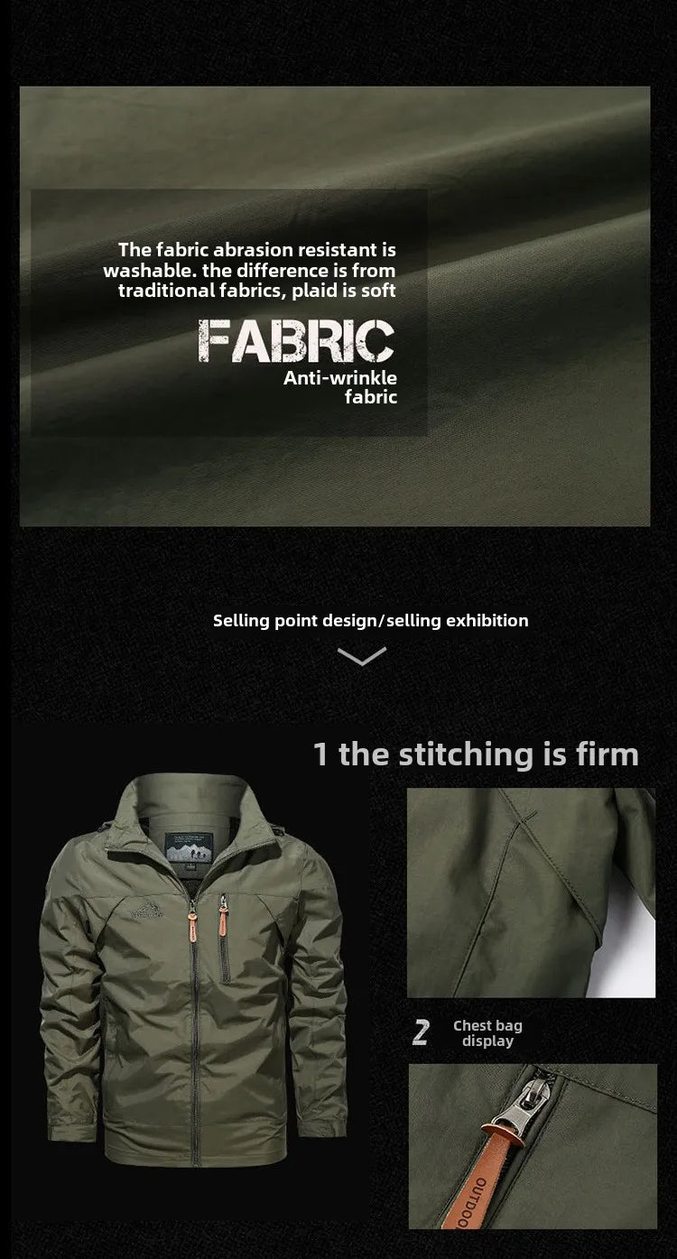 Men's jacket 2025 new spring and autumn windproof waterproof outdoor casual workwear hooded mountaineering jacket jacket jacket