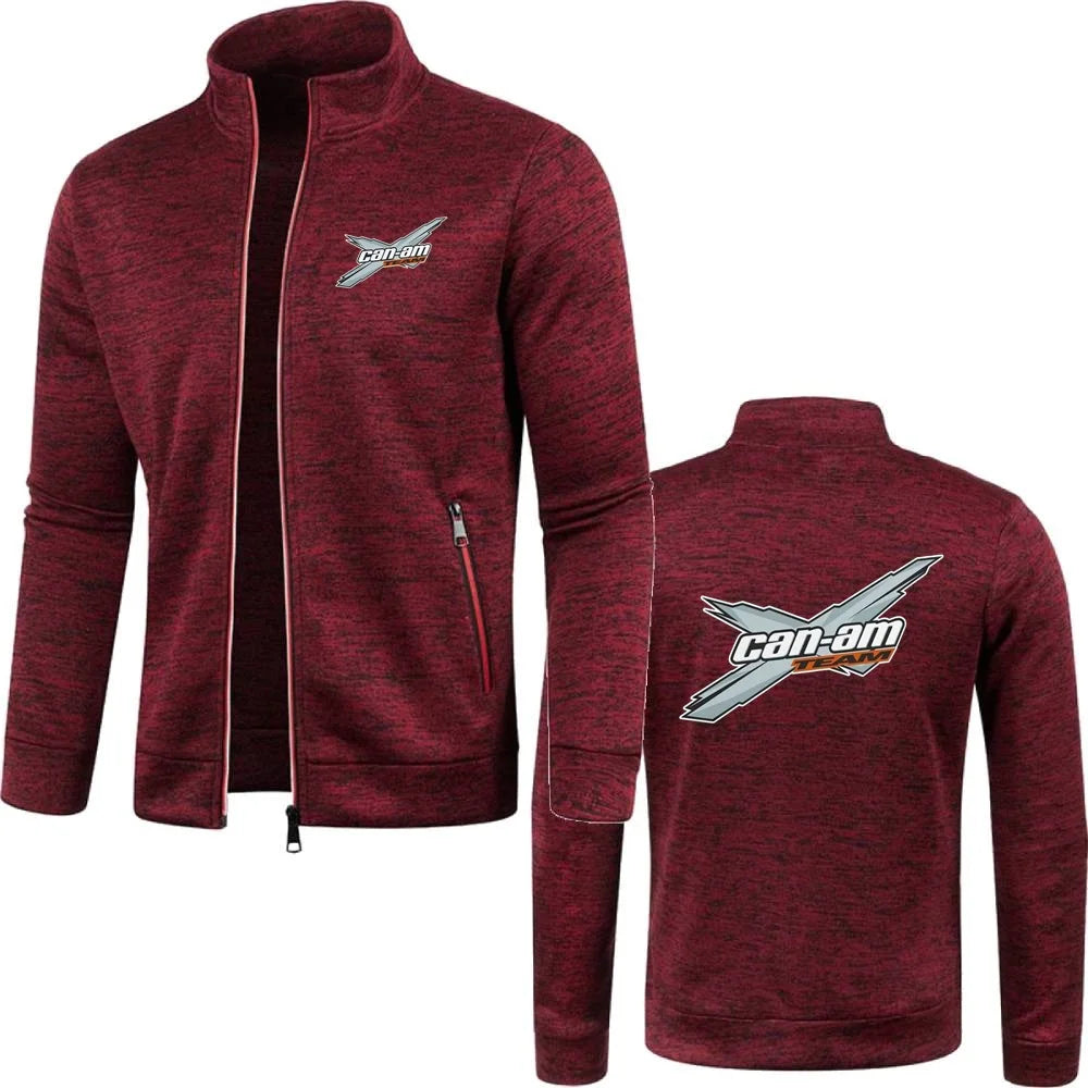 Men Jacket Can Am Off Road Brp Atv Commander Utv Outlander Outerwear Stand Collar Fleece Sweatshirts Jersey Zipper Knitwear Coat