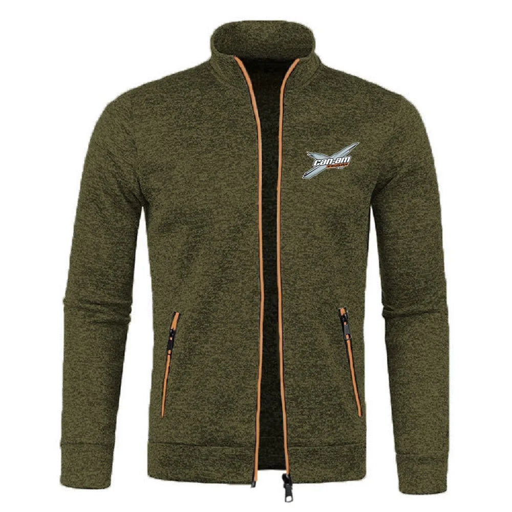 Men Jacket Can Am Off Road Brp Atv Commander Utv Outlander Outerwear Stand Collar Fleece Sweatshirts Jersey Zipper Knitwear Coat