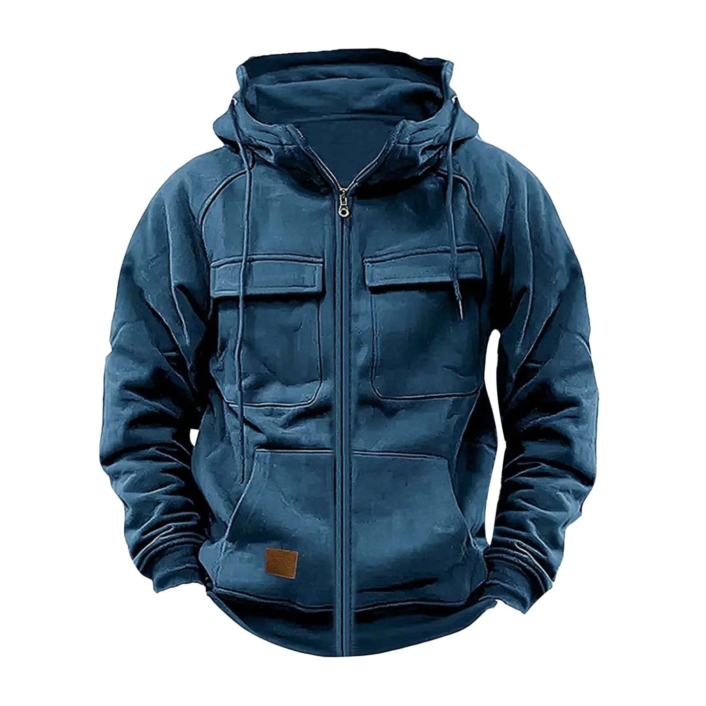 Autumn Men Hooded Jackets Zipper Men Tactical Hoodies Solid Warm Fleece Military Sweatshirts Multi Pockets Thick Outdoor Overoat