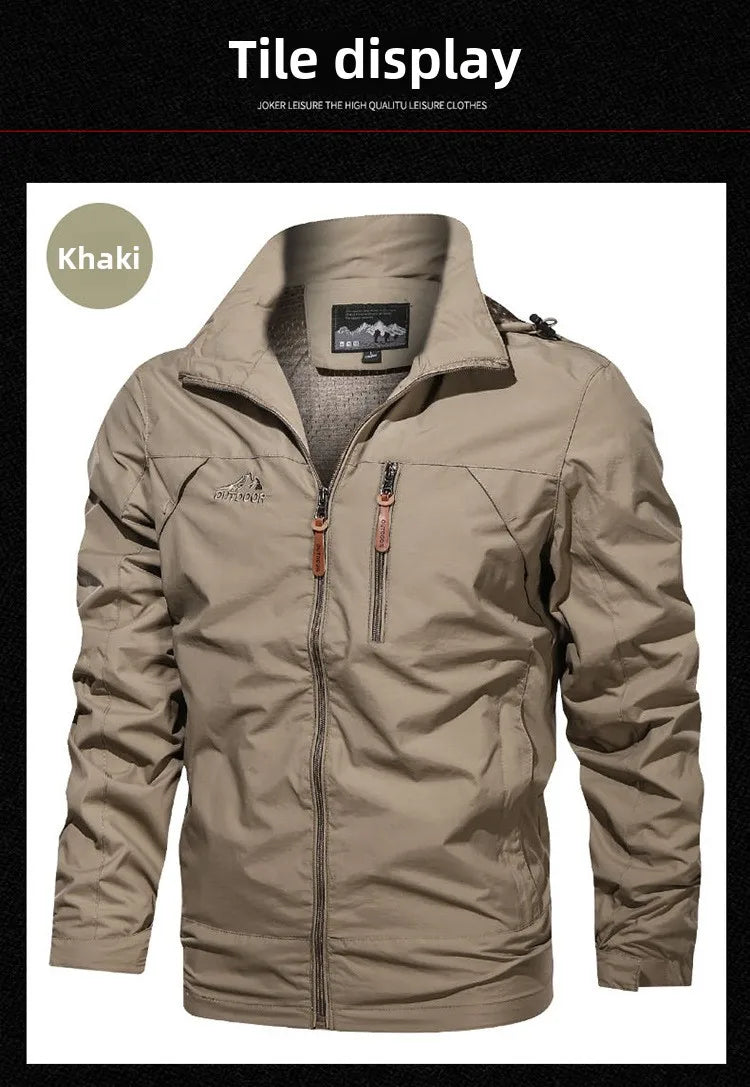 Men's jacket 2025 new spring and autumn windproof waterproof outdoor casual workwear hooded mountaineering jacket jacket jacket