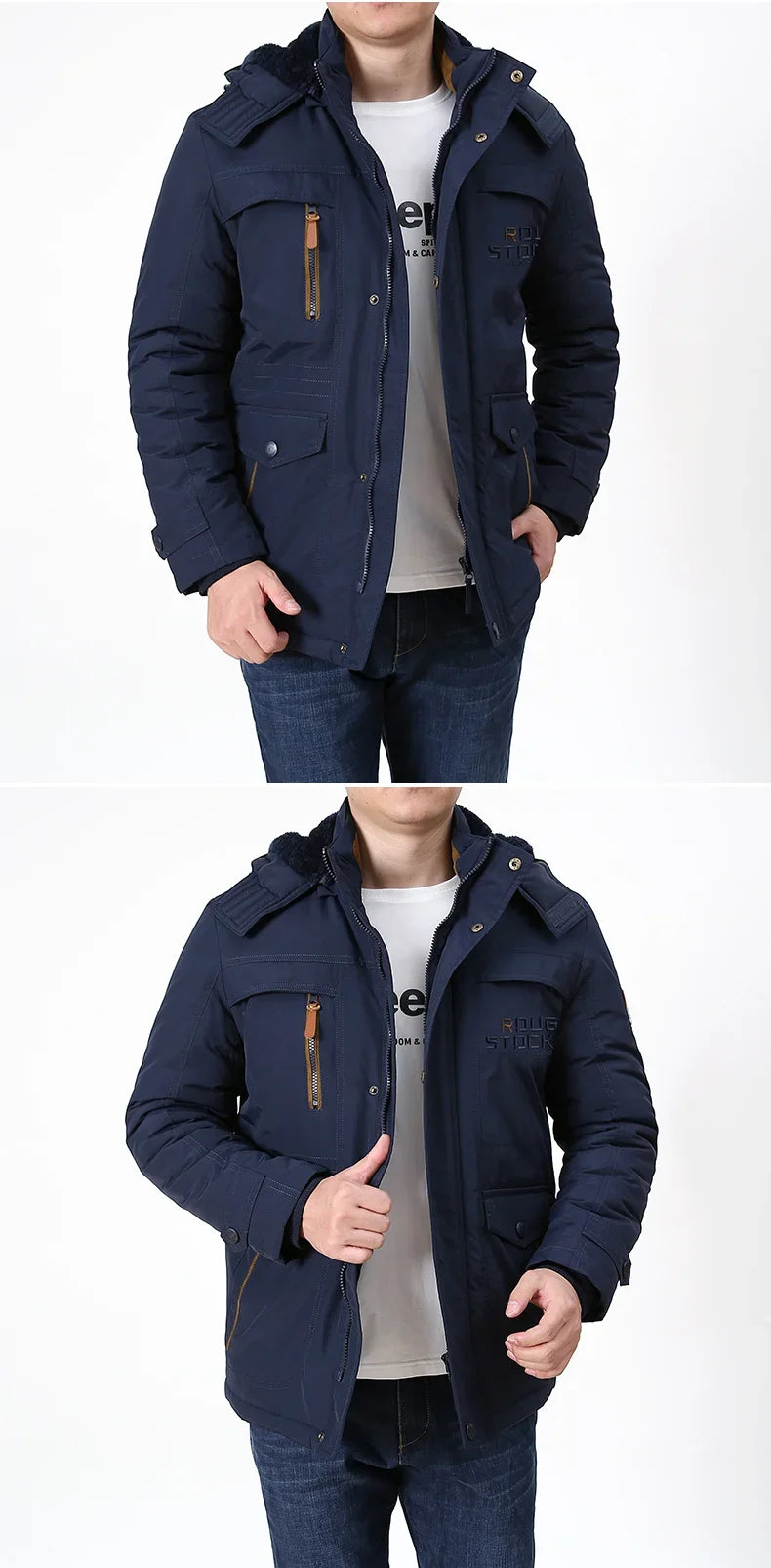 Cargo Jackets Men Winter Outdoor Windproof Warm Casual Fleece Jacket Thick Warm Hooded Coat Solid Color Outerwear Mens Clothing